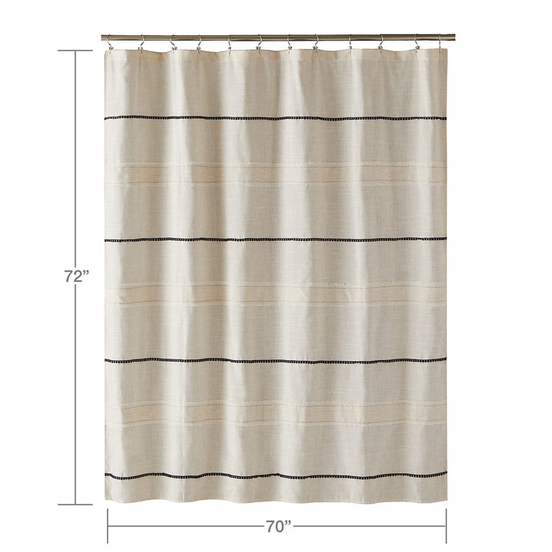 SKL Home Frayser Striped Fabric Shower Curtain, Boho/Modern Farmhouse, Linen/Navy - Image 5